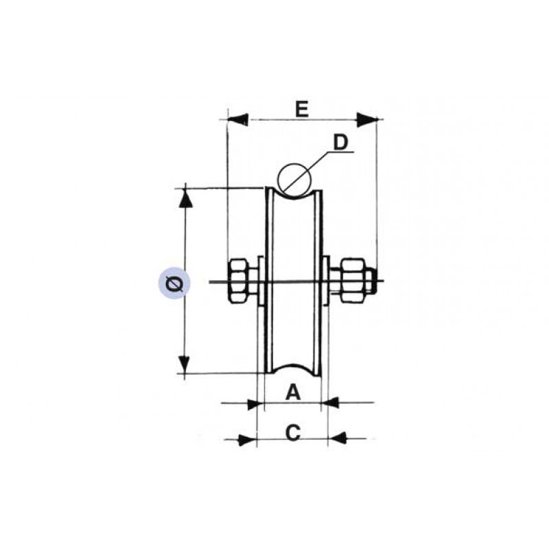 Wheel for Sliding Gates 2 Ball Bearings U Round Groove Ø20 IBFM