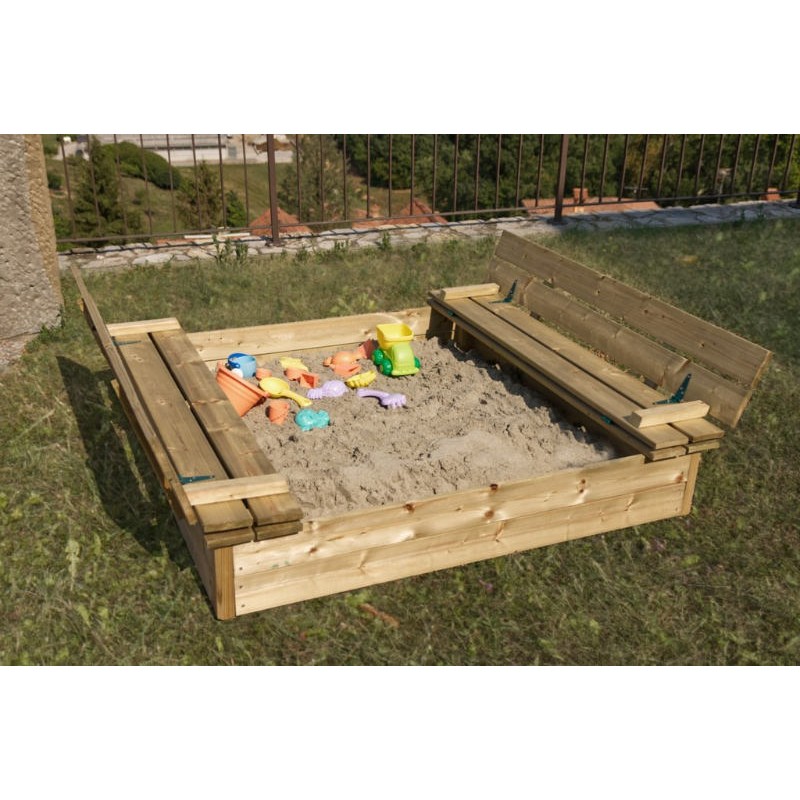 Sandbox for Children in Pine Wood 112x112 cm