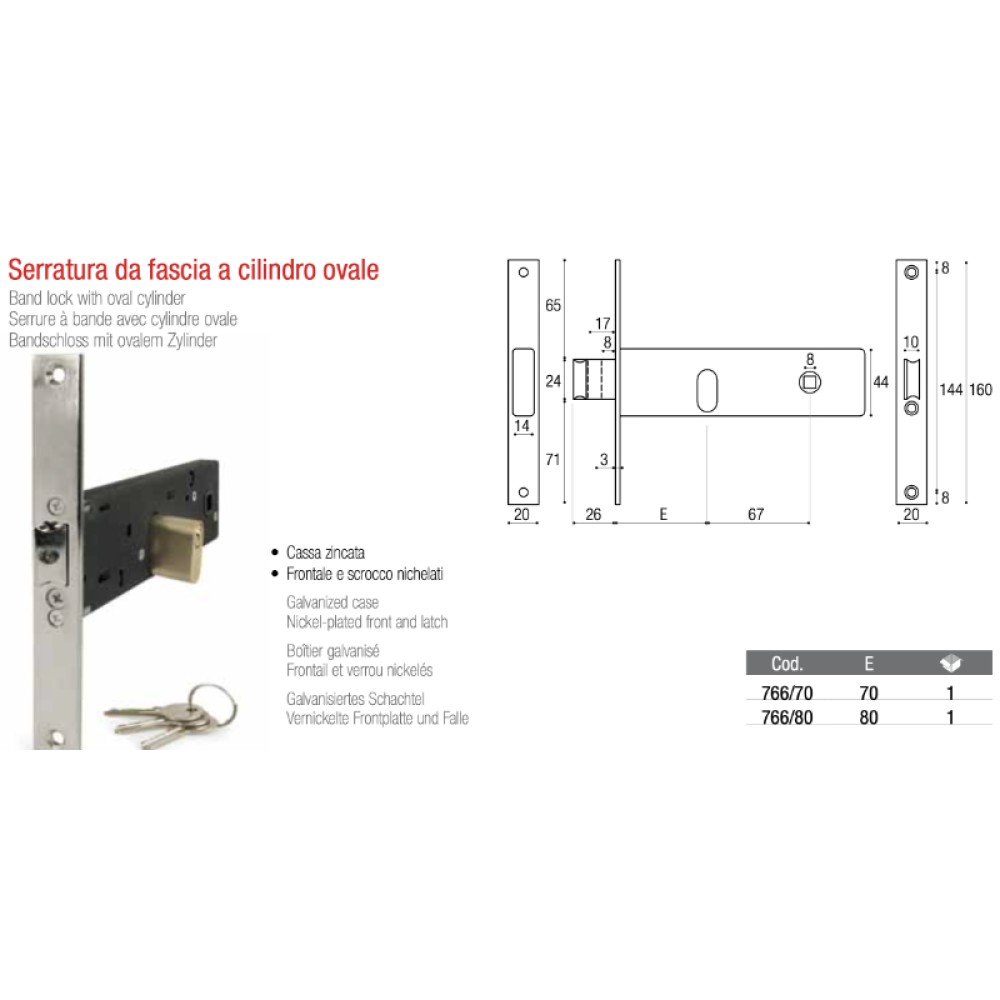 Band Lock with Oval Cylinder for Swing Gates