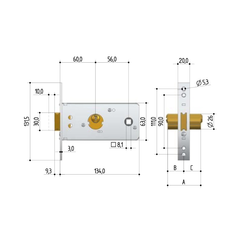 Mortise Lock for Metal Doors Prefer 5520