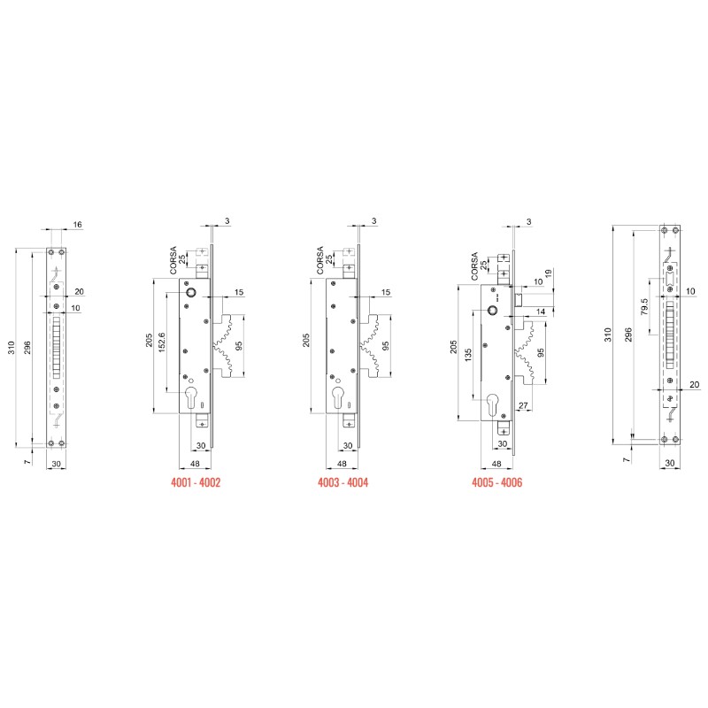 Lock for Shutters Cipierre Bunkerlocks 4000 Backset 30 mm