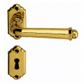 Siena Door Handle on Rose With Keyhole Covers Screws in View in Brass for Home Bal Becchetti