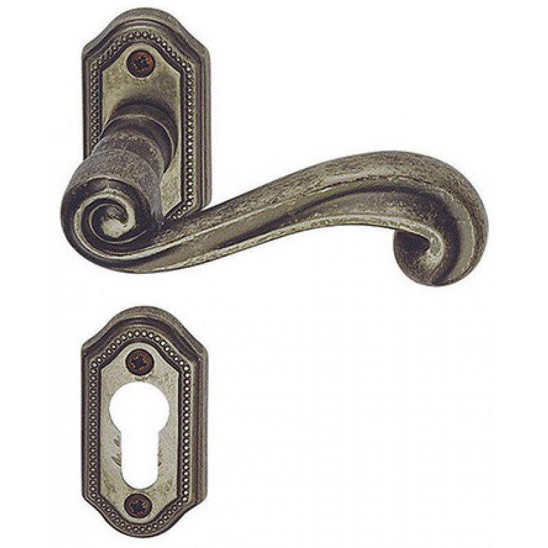 Sirio Classique PFS Pasini Brass Door Handle with Rose and Escutcheon