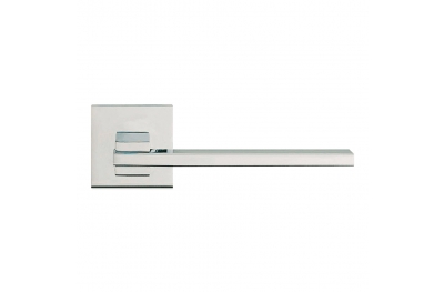 Slim Polished Chrome Door Handle With Rose With Click-Clack Ultra-Rapid Mounting Linea Calì Design