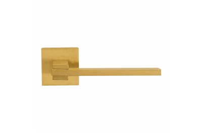Slim Satin Brass Door Handle With Rose With Click-Clack Ultra-Rapid Mounting Linea Calì Design