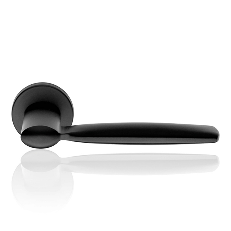 Spring Zincral Matt Black Door Handle With Rose of Soft Shape Linea Calì Design