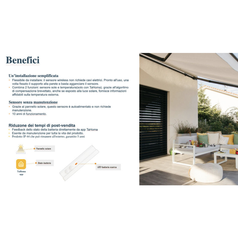 Sunteis io Somfy Sun and Temperature Sensor for Awnings and Shutters
