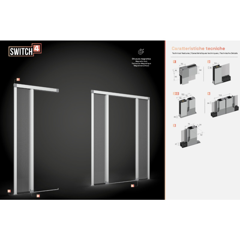 Switch4 PRIMED Lateral Roll-Up Mosquito Screen for Doors