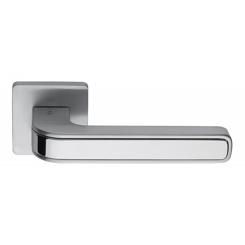 Alba Polished and Satin Chrome Door Handle on Rosette Made in Italy by Colombo Design