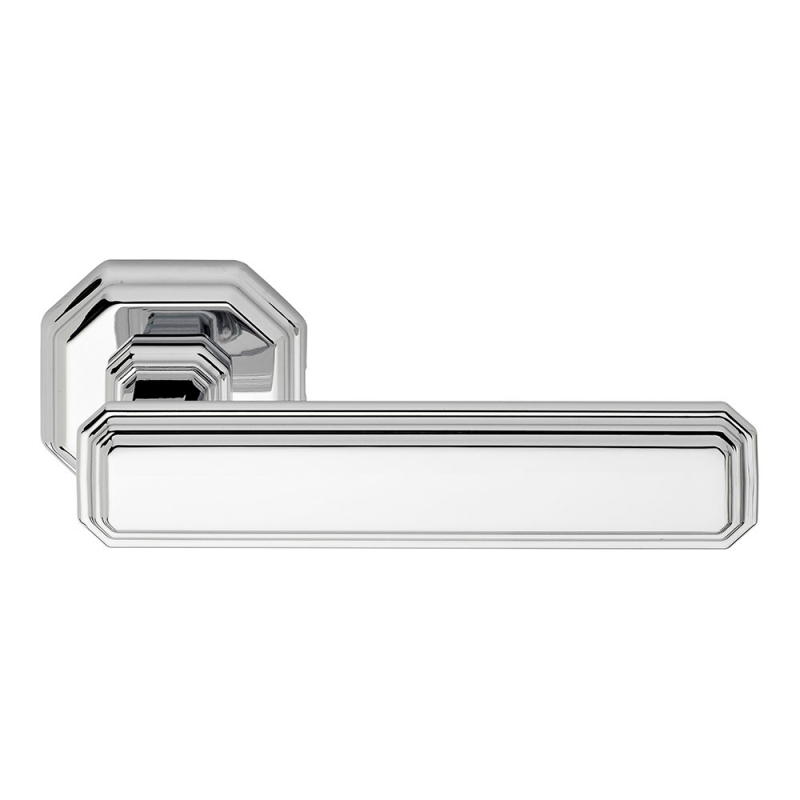 Themis Series Vintage forme Door Handle on Octagonal Rosette Frosio Bortolo Diamond Shape