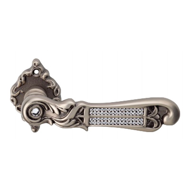 Tiffany Mesh Pewter Door Handle on Rosette Linea Cal Vintage