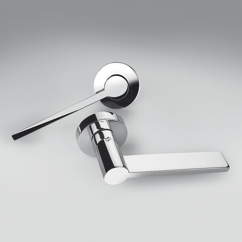 Tool Polished Chrome Door Handle on Rosette Architecture Michele De Lucchi for Colombo Design