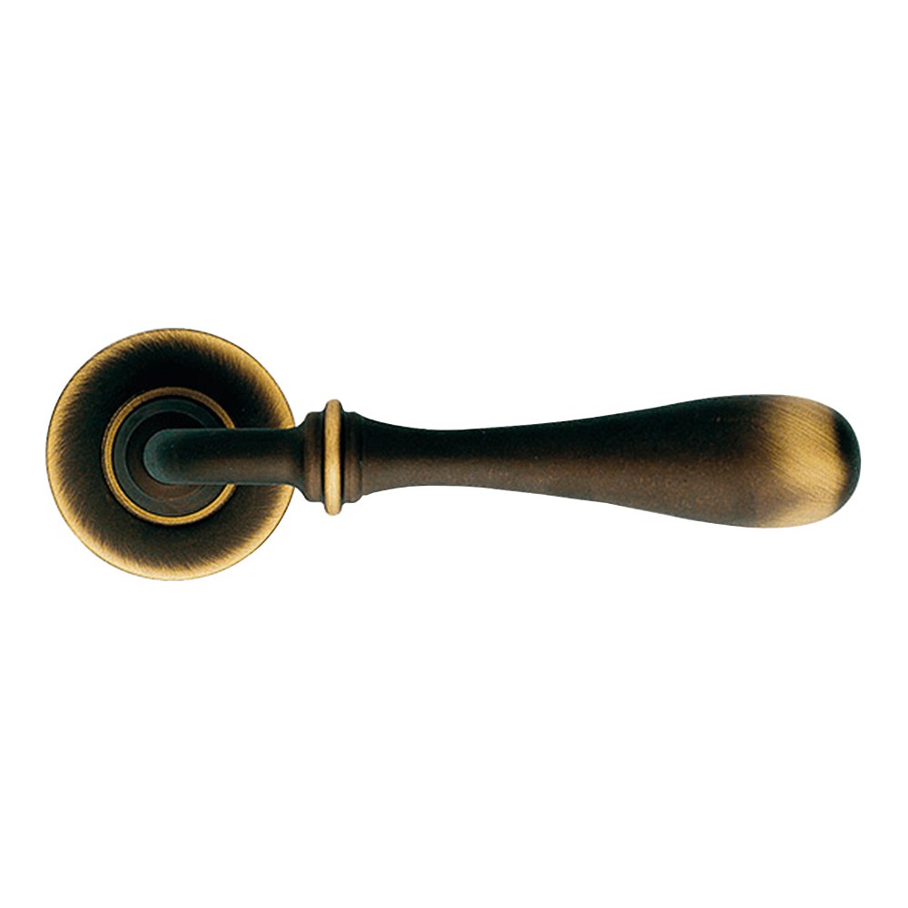 Tosca Aged Brass Door Handle with Rose in Rustic Shubby Chic Style by Linea Calì