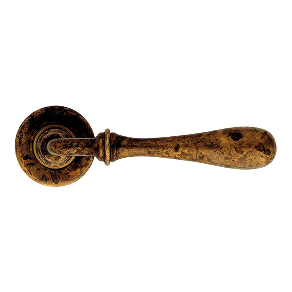 Tosca Aged Brass Door Handle with Rose in Rustic Shubby Chic Style by Linea Calì