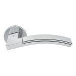 Trama 1 Polished and Satin Chrome Door Handle on Rosette Made in Italy by Colombo Design