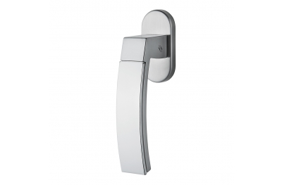 Trama 1 Polished and Satin Chrome Door Handle on Rosette Made in Italy by Colombo Design