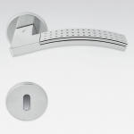 Trama 2 Polished and Satin Chrome Door Handle on Rosette of Architectural Psichology by Colombo Design