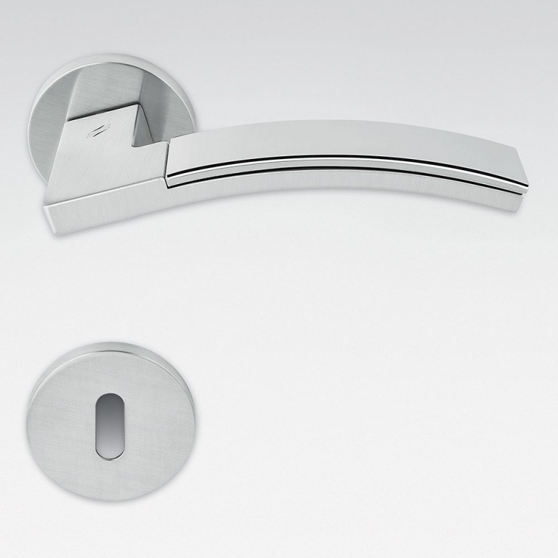 Alba Polished and Satin Chrome Door Handle on Rosette Made in Italy by Colombo Design