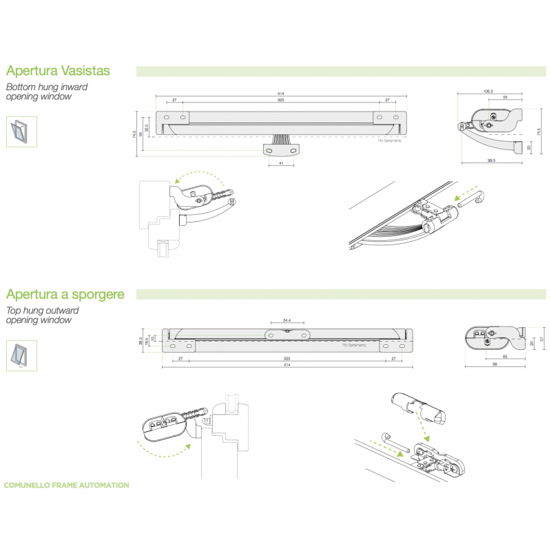 Triple Liwin L35 Radio 3W-Net Chain Actuator 230V ​L=2500<3750 Comunello Mowin