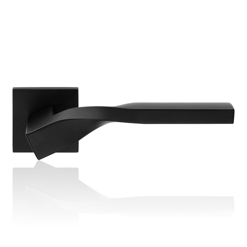 Twist Zincral Matt Black Finish Door Handle With Rose With Eclectic Shape Design Linea Calì Design