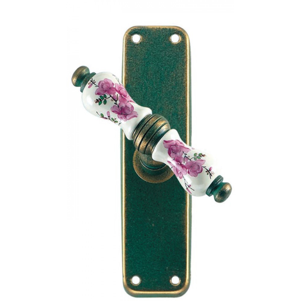 Wien Galbusera Cremone Bolt Window Handle with Plate Porcelain Wrought Iron