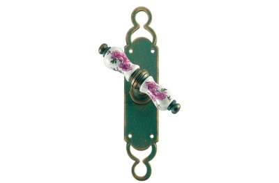 Wien Galbusera Window Handle with Plate Porcelain and Wrought Iron
