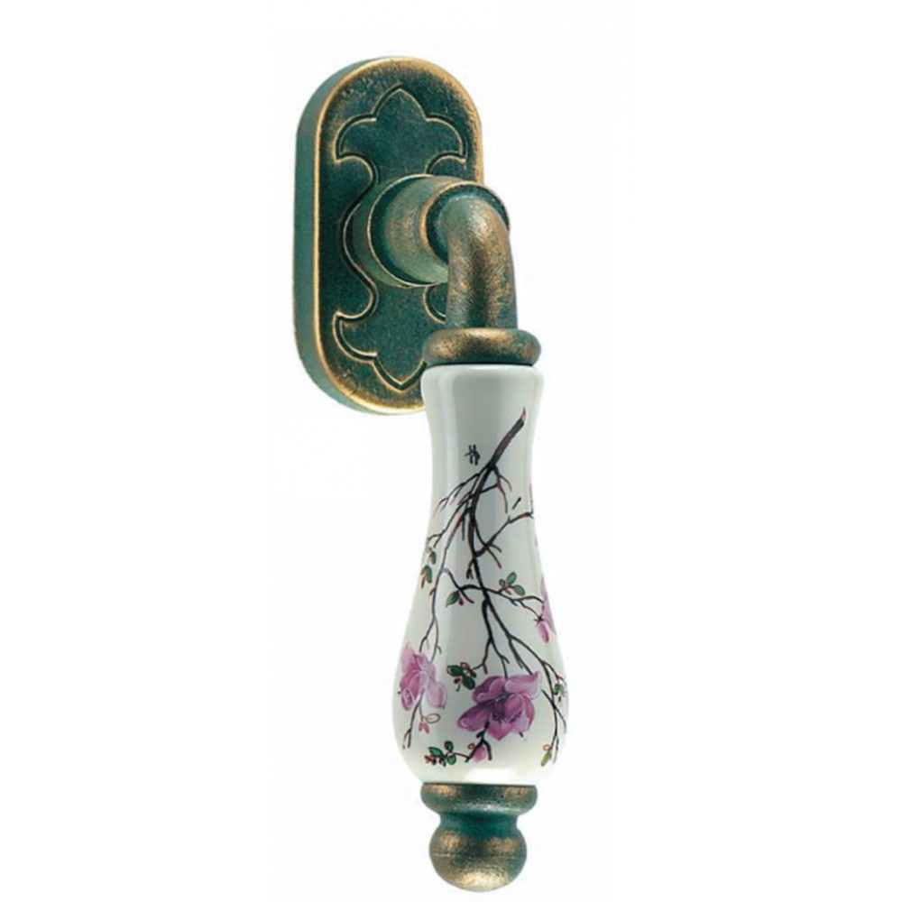 Wien Galbusera Dry Keep Window Handle Porcelain and Wrought Iron