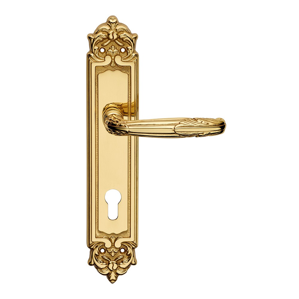 Virgo Series Epoque forme Door Handle on Plate Frosio Bortolo With Ornaments