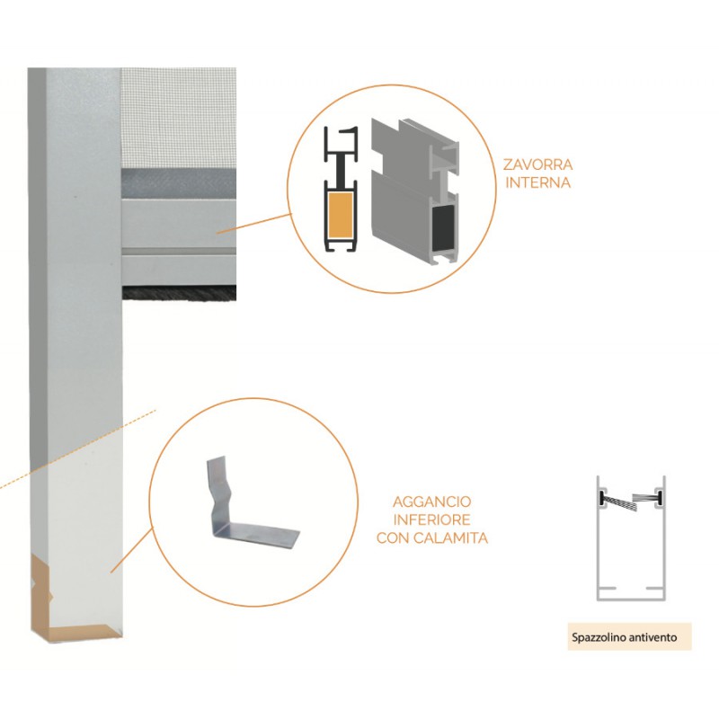 Chain Mosquito Net with Vertical Spring and Clips Frida