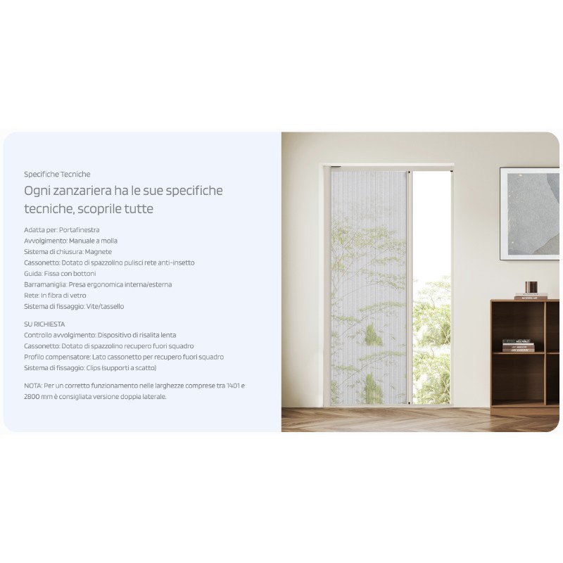 Lateral Sliding Mosquito Net Mistral Rami Overall Size 50mm