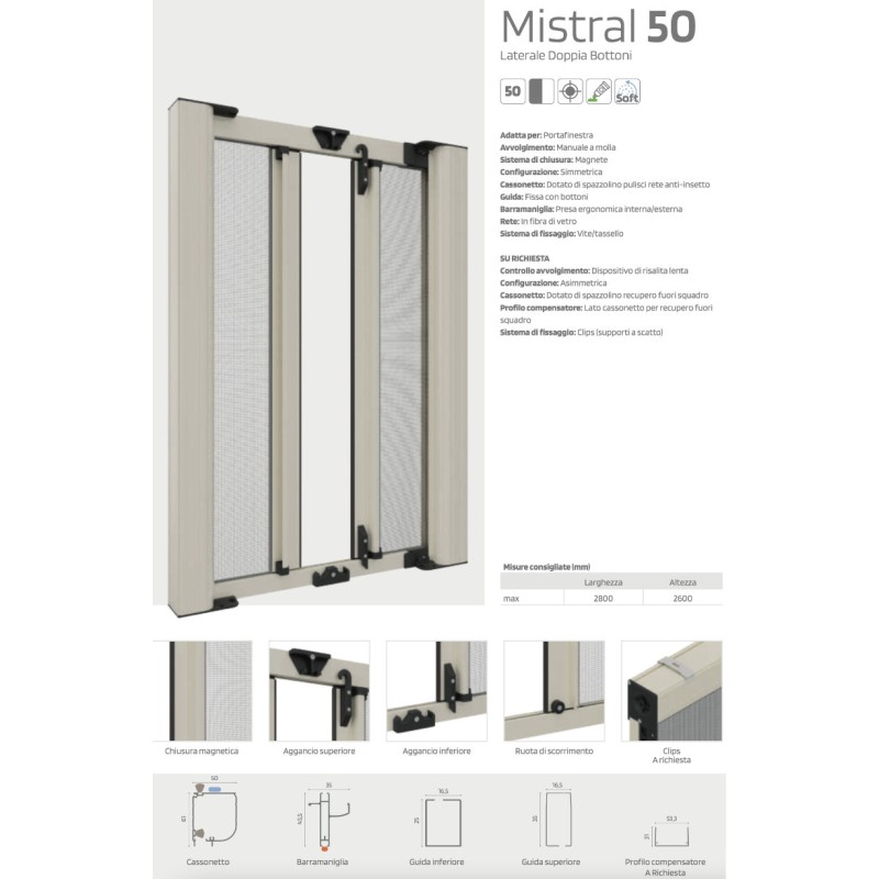 Double Side Door Mosquito Net Mistral 50 Made to Measure in Italy