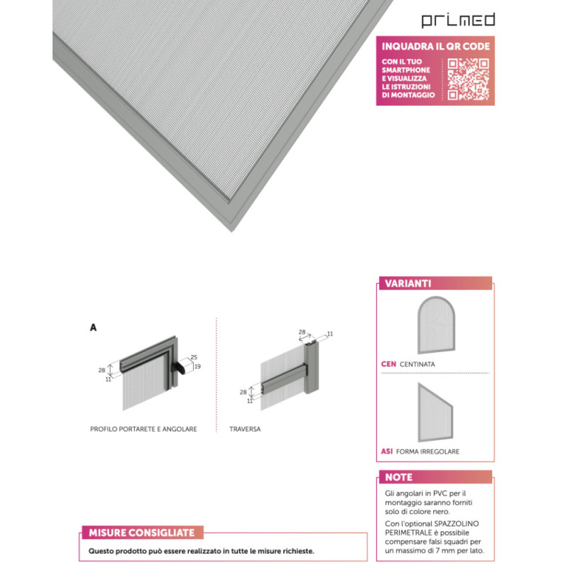 PRIMED Fixed Mosquito Net with Fixed Panel for Windows FISSA 90
