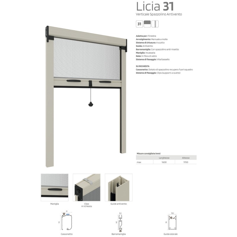 Vertical Slim Mosquito Net for Window Licia Rami Made in Italy