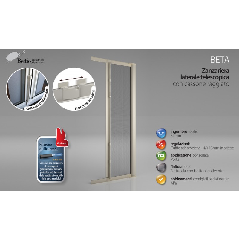 Mosquito Net Bettio Beta 2 Stops Cassone rounded Side Scrolling