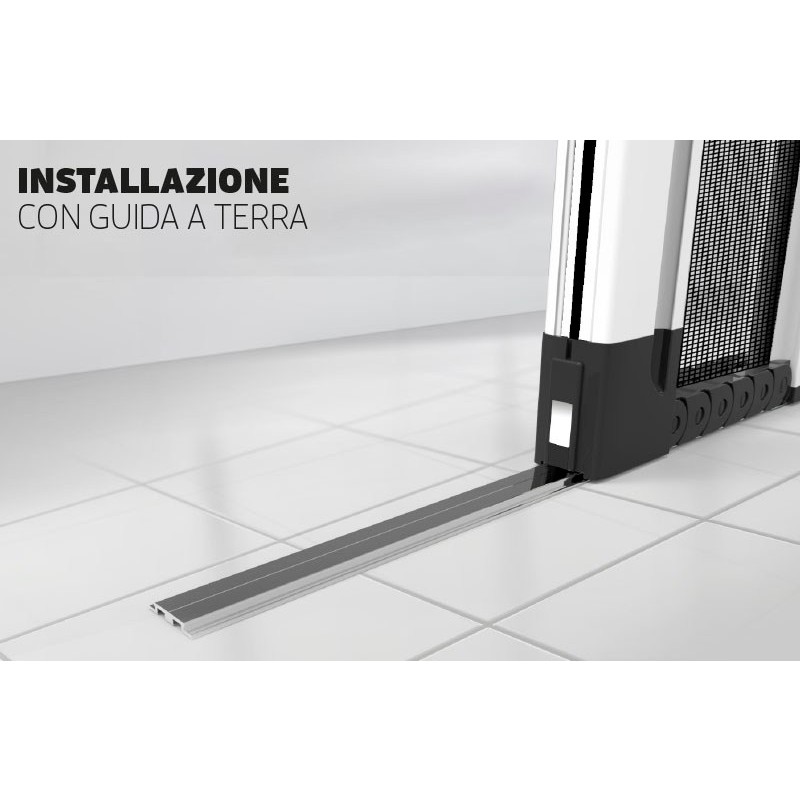 Mosquito Net with 2 Doors to be Installed on Out-of-Square Walls Without Ground Guide Zanzar Free Type