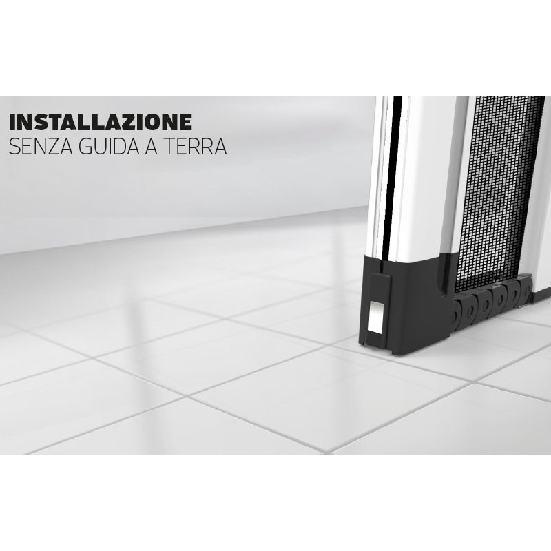 Mosquito Net with 2 Doors to be Installed on Out-of-Square Walls Without Ground Guide Zanzar Free Type