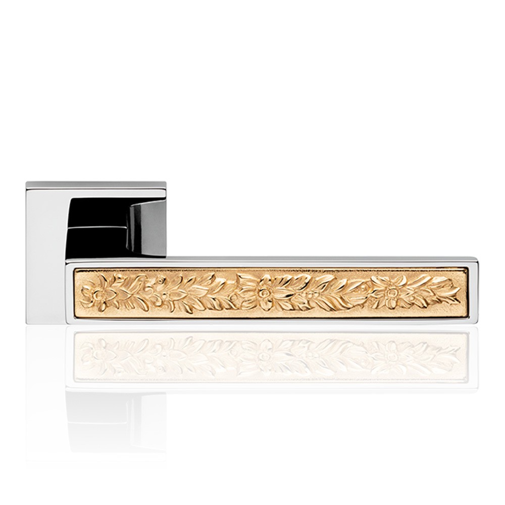 Zen Fusion Polished Chrome Door Handle With Rose With Click-Clack Ultra-Rapid Mounting System Linea Calì Design