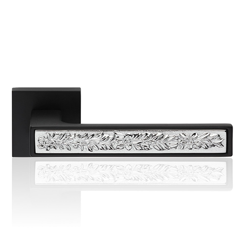 Zen Fusion Matt Black Door Handle With Rose With Click-Clack Ultra-Rapid Mounting System Linea Calì Design