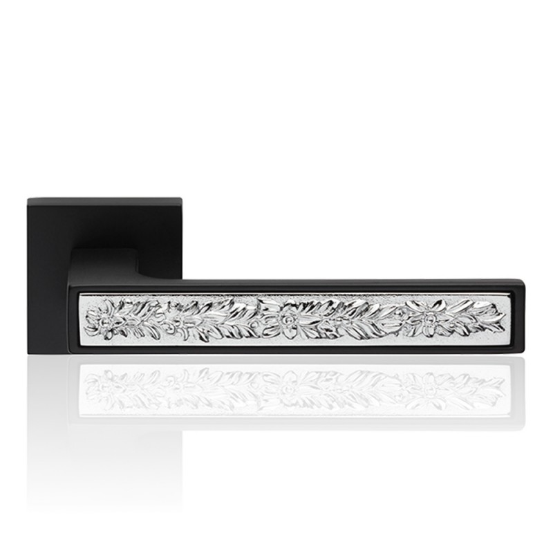 Zen Fusion Matt Black Door Handle With Rose With Click-Clack Ultra-Rapid Mounting System Linea Calì Design