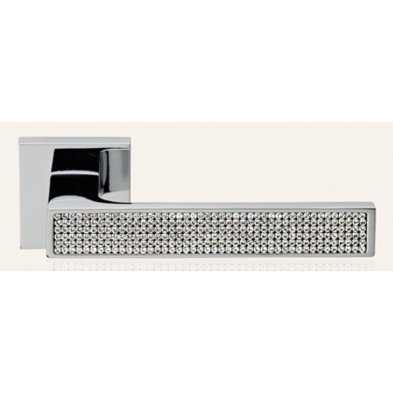 Zen Mesh Polished Chrome Door Handle on Rosette Linea Calì Crystal