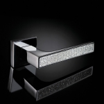 Zen Mesh Polished Chrome Door Handle on Rosette Linea Calì Crystal