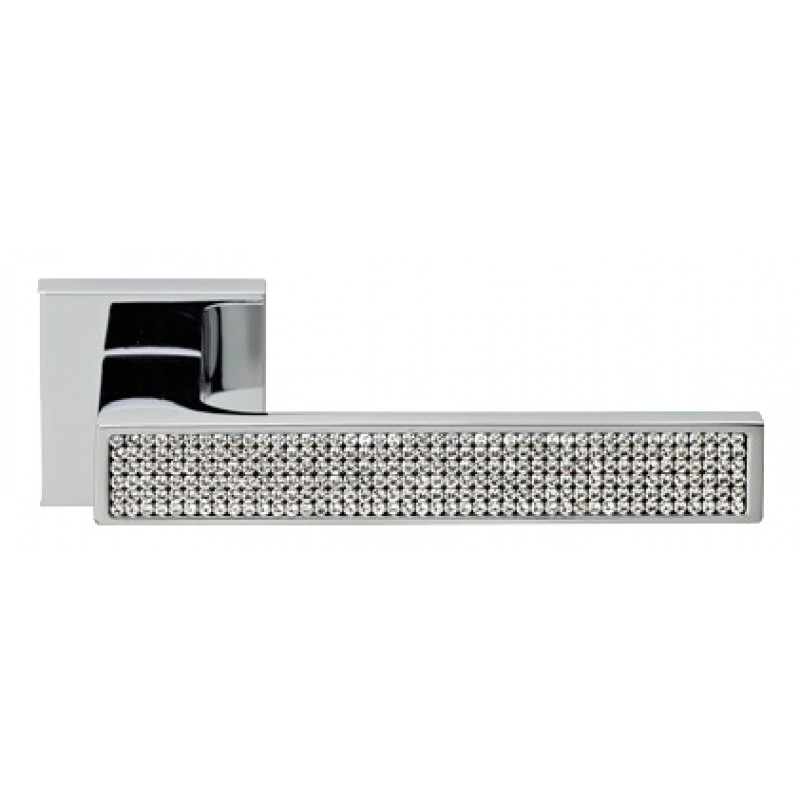 Zen Mesh Polished Chrome Door Handle on Rosette Linea Calì Crystal