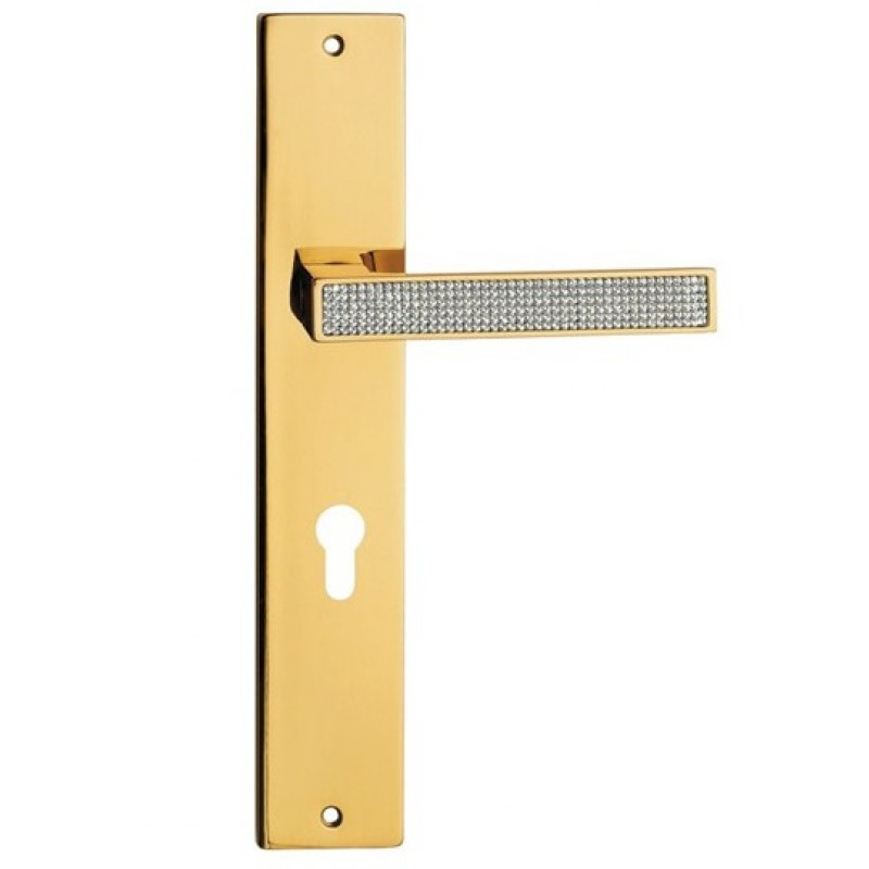 Zen Mesh Door Handle on Plate Linea Calì Crystal